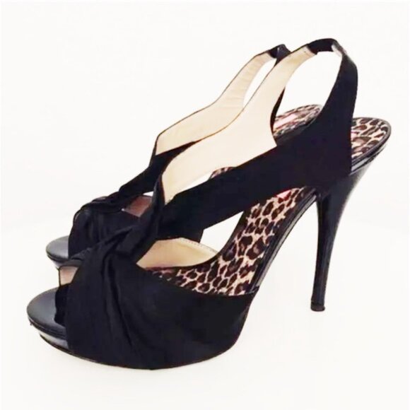 Betsy Johnson Astra Black Satin Stilettos Sz 8.5 - Picture 2 of 7